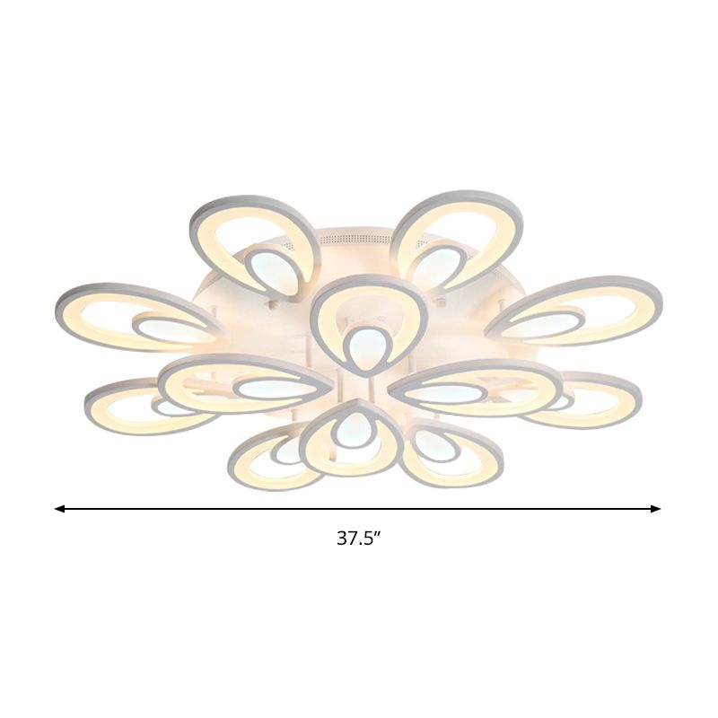 LED Blütenblätter Acryl Flush Mount Light Contemporary 6/12/15 Lichter weiße Deckenbeleuchtung in warm/weiß/natürliches Licht