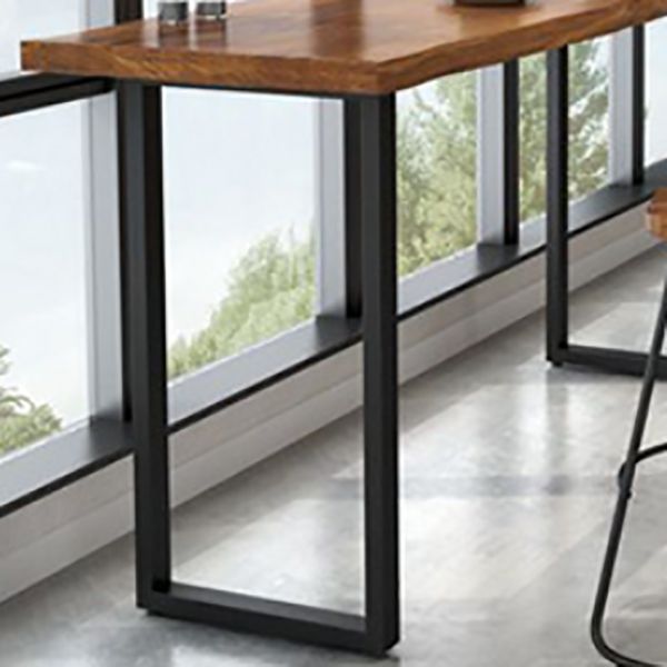 Pine Wood Bar Dining Table Industrial Rectangle Bar Table with Sled Pedestal