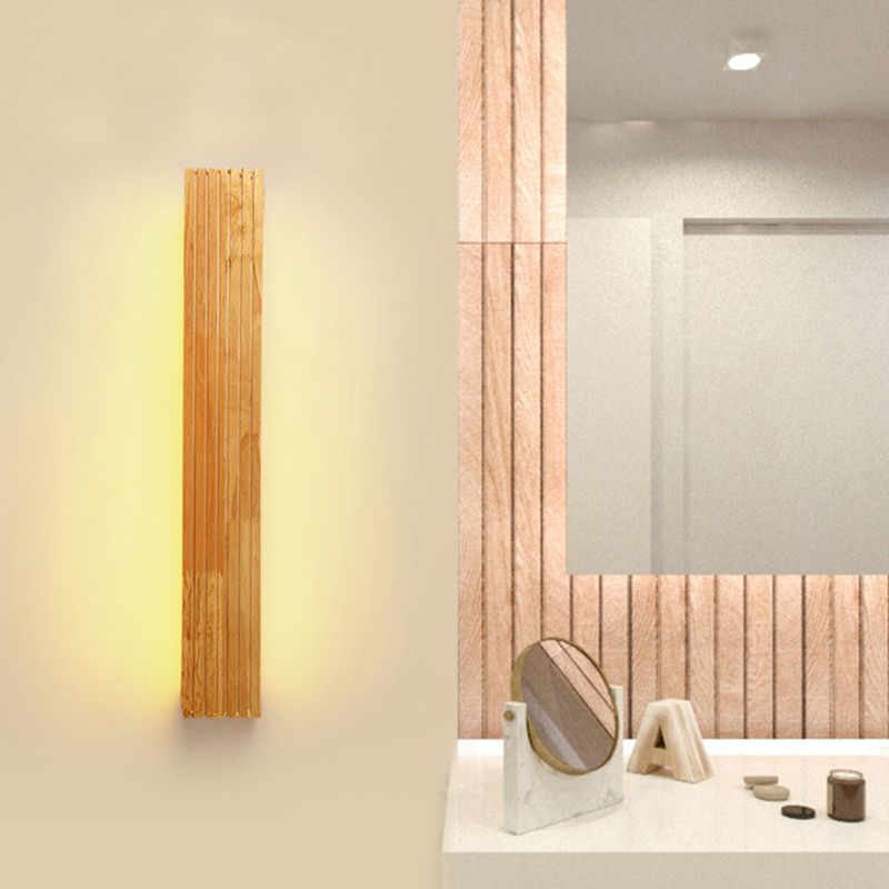 Holz Rechteck Wandleuchte minimalistische LED -Eitelkeitslicht mit Acrylschatten für Badezimmer