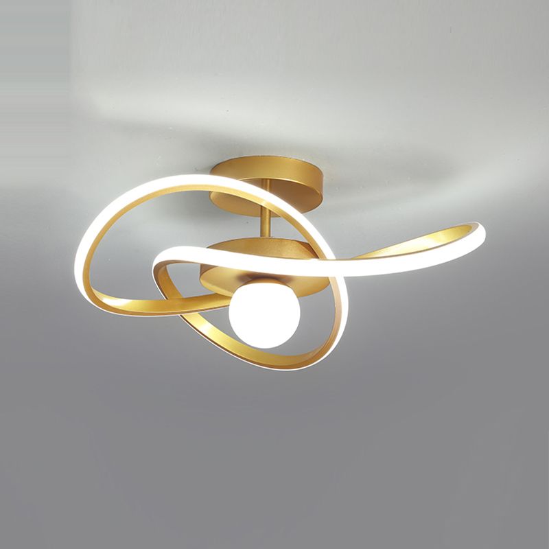 Minimalism Ceiling Light Twisted Flush Mount with Metal for Bedroom