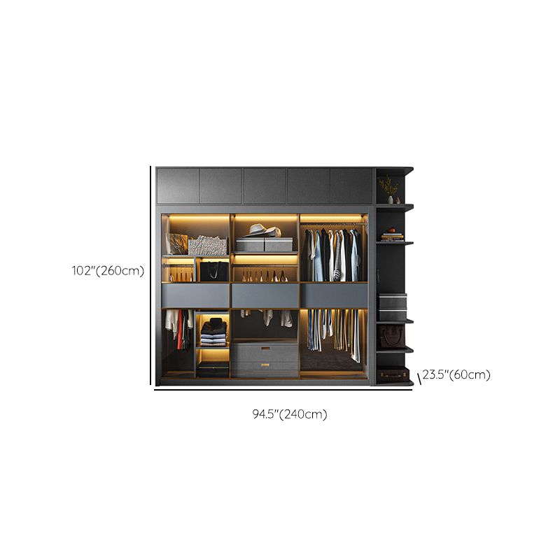 Modern Grey Storage Cabinet Mirrored Finish Cabinet with Glass Doors