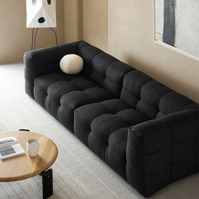 Contemporary 41.3" D Wool Sofa Biscuit Back Tuxedo Fabric Sofa