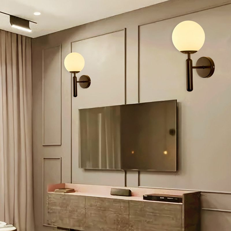 Glass Globe Shade Wall Light Fixture Nordic Style 1 Lights Wall Mount Lamp for Living Room Bedroom