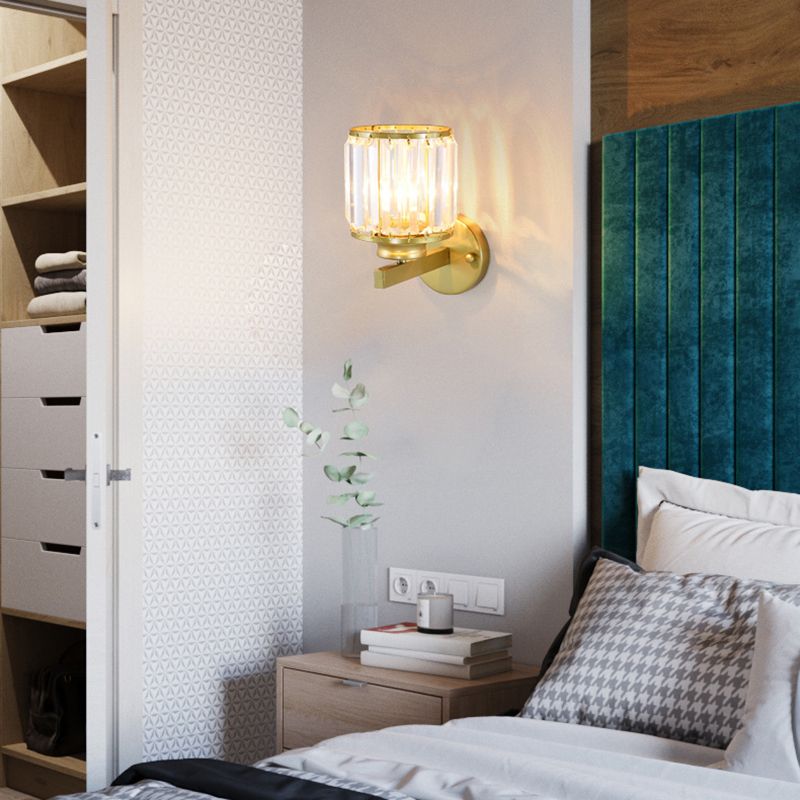 Crystal Half Cylinder Shape Wall Lights Modern Style 1-Light Wall Light Sconce