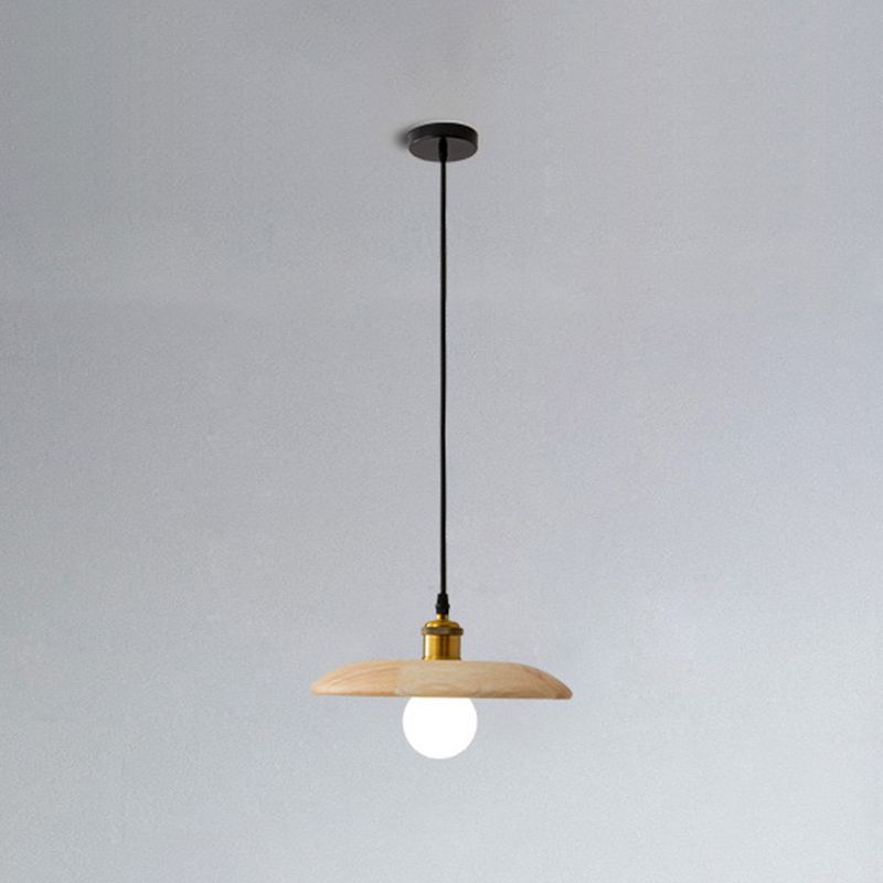 Couvre-pot forme d'éclairage suspendu en bois massif de style moderne 1 lampe de suspension légère pour le chevet