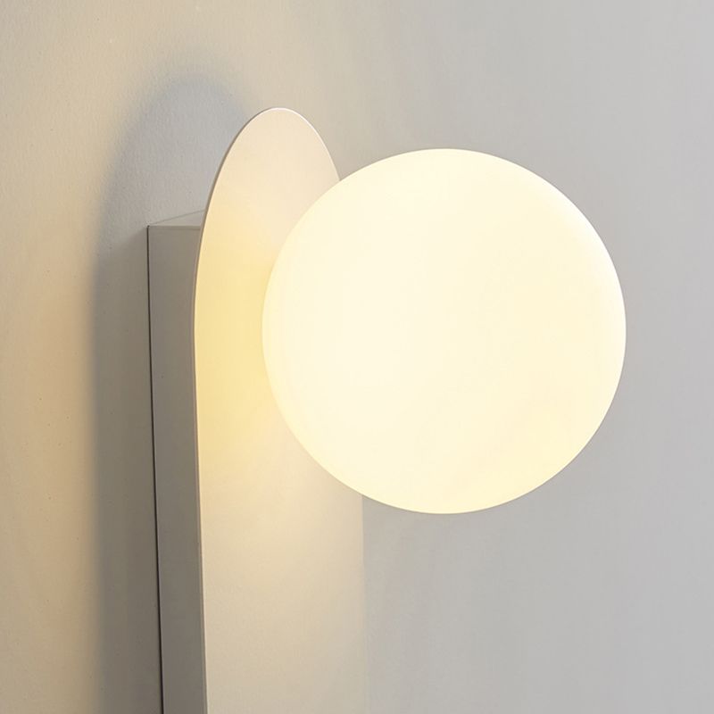 Contemporary Globe White/Black Vanity Light Glass 1 Light Bath Bar