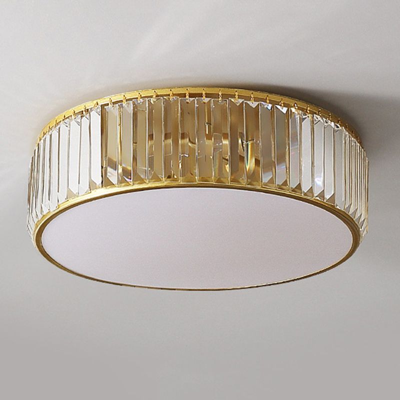 Circular Crystal LED Ceiling Fixture in Modern Luxury Style Wrought Iron Ceiling Light for Interior Spaces