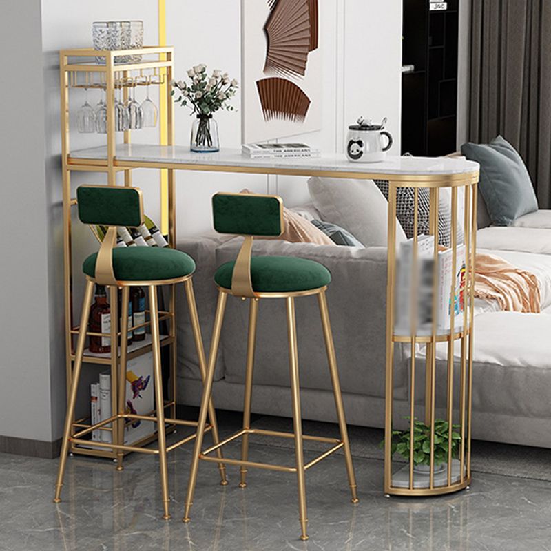 Scandinavian Bar and Counter Stool Low Back Stool with 4 Legs in Gold