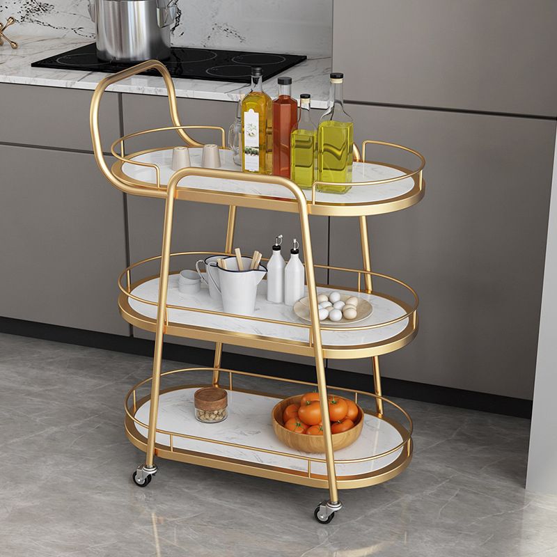 Home Dining Metal Prep Table with Shelves Rolling Prep Table
