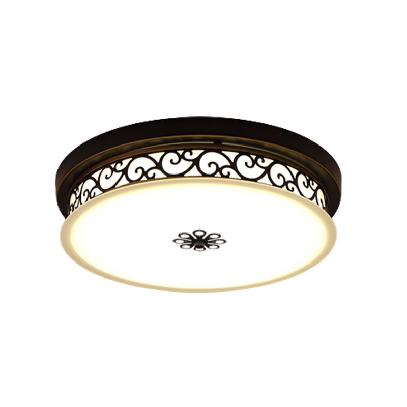 Modern Metal Ceiling Light Circle Shape LED Flush Mount with Glass Shade for Living Room