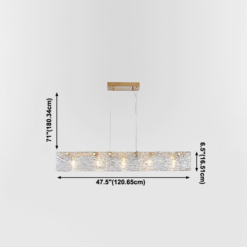 5 Light Island Lighting Modern Style Rectangular Shape Glass Hanging Light Fixtures
