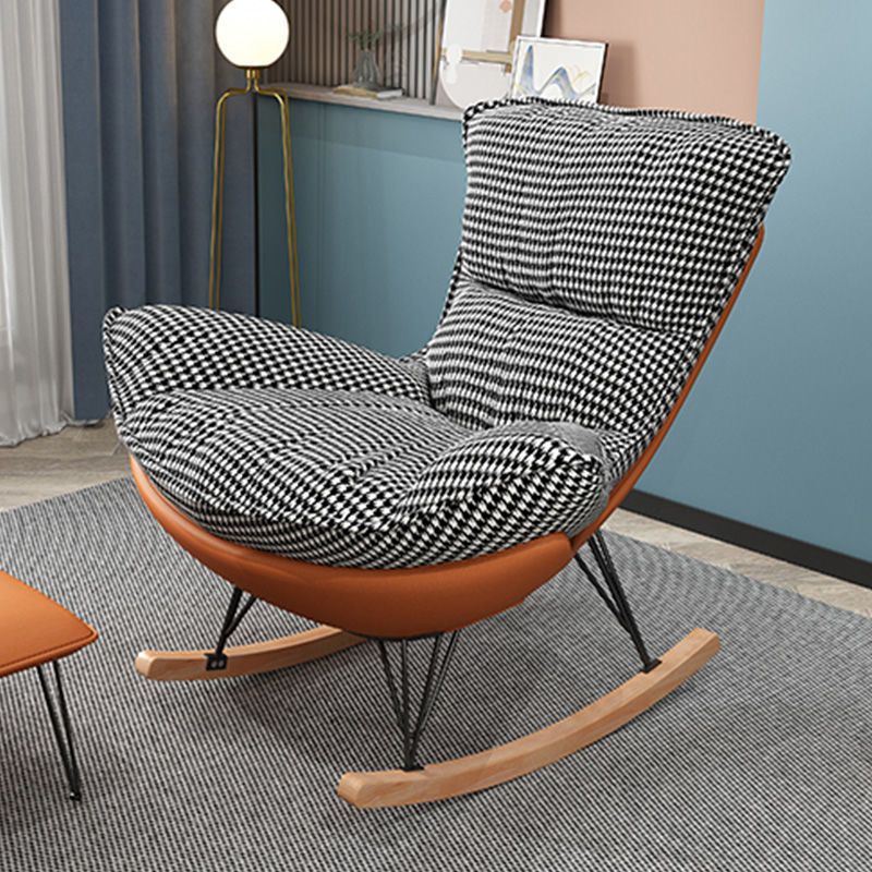 Contemporary Rocking Accent Chair Wingback Antique Finish Rocking Chair