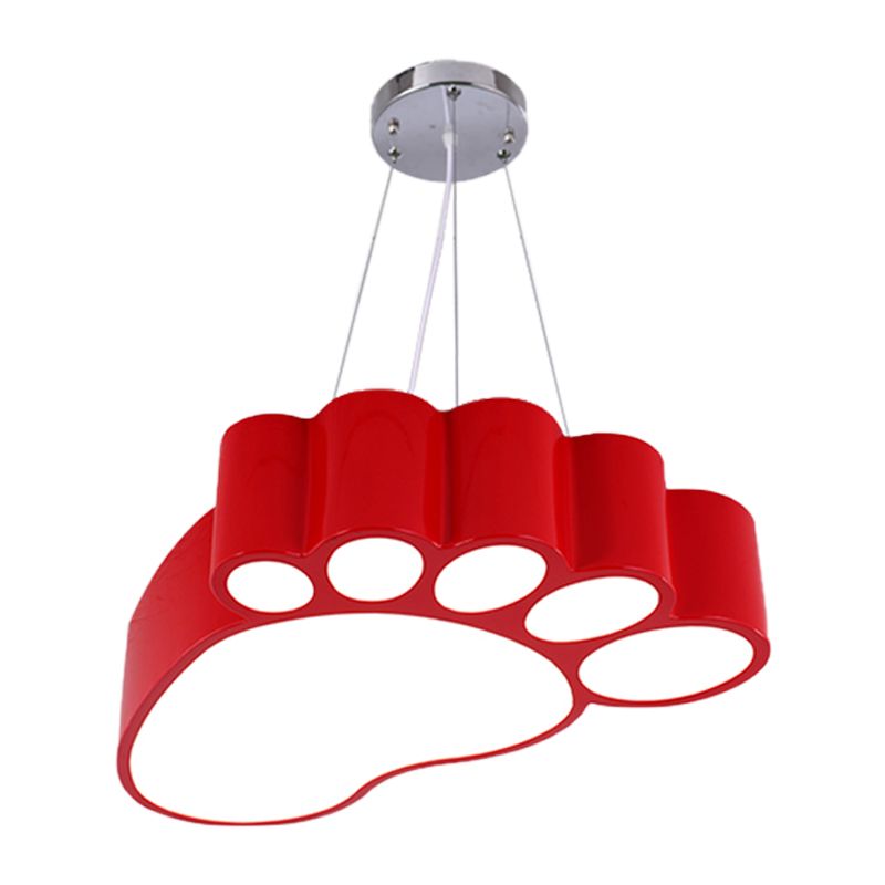 Foot Shape Ceiling Hang Fixture Simplicity Acrylic Yellow/Red/Green LED Chandelier Lighting for Nursery