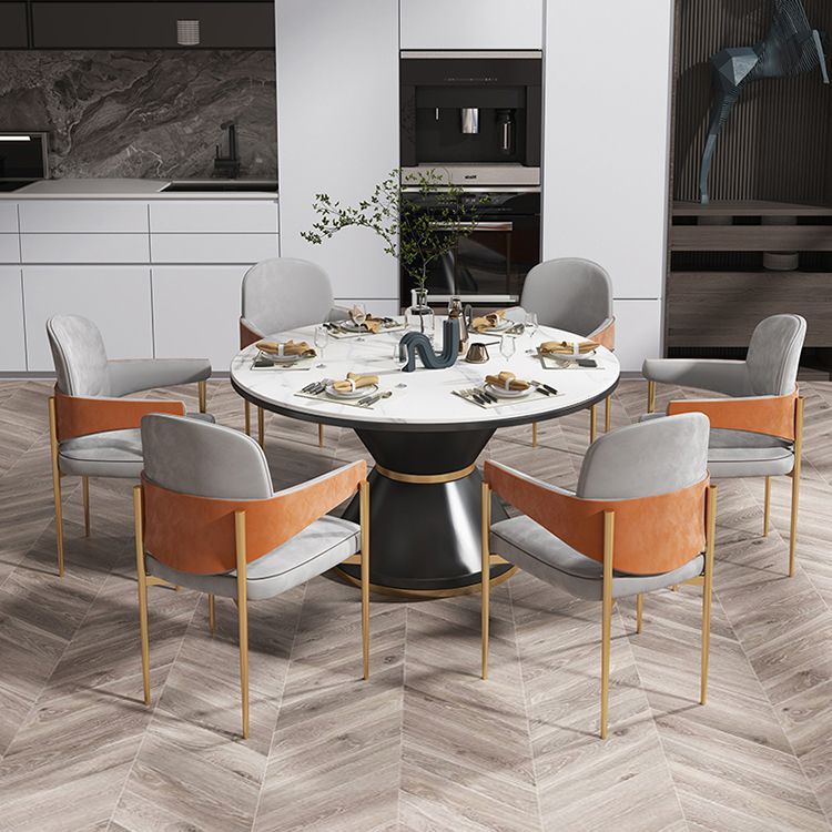 Glam 1/5/7 Pieces Dining Set Round Stone Dining Table for Dining Room