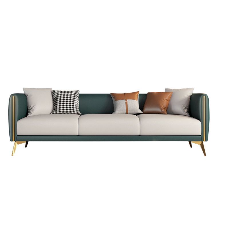 Faux Leather Sofa 80.31" W x 29.52" D x 25.98" H Tuxedo Arm Sofa for Living Room