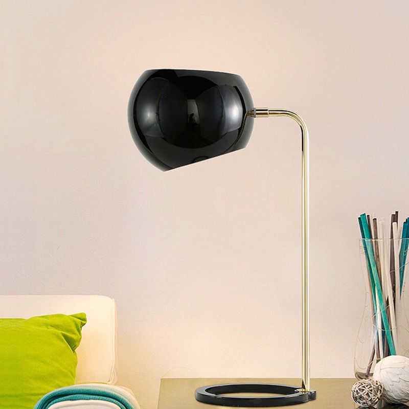 Lámpara de escritorio enchufable para sala de estar con 1 cabezal de hierro, lámpara de mesa geométrica nórdica moderna en negro
