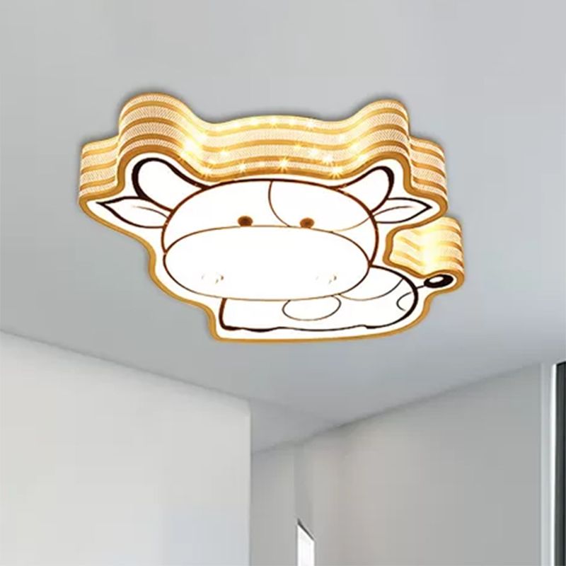 Cartoon Lovely Flush Mount Light Acrylic Metal White LED Ceiling Lamp for Game Room Kid Bedroom