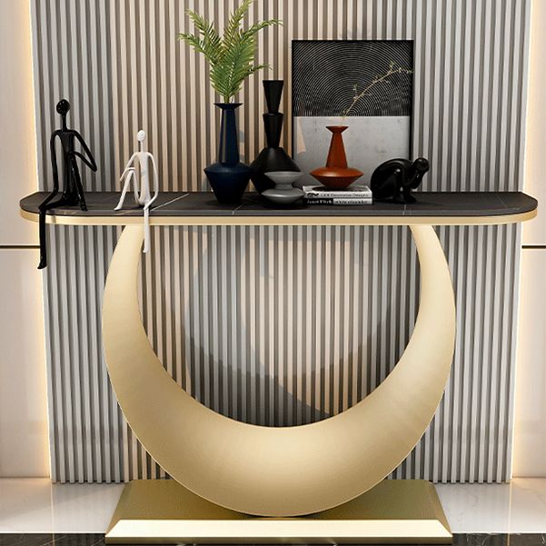 Glam Console Accent Table Scratch Resistant Console Sofa Table in Stone