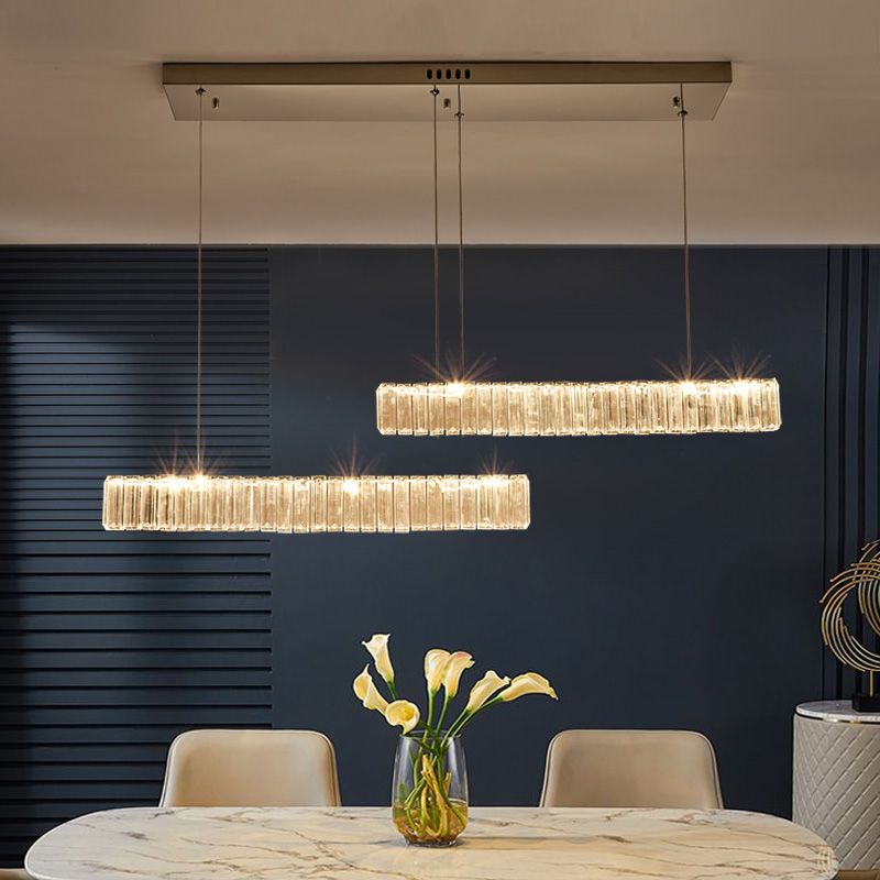 Contemporary Island Light Linear Crystal Island Chandelier Lights for Kitchen