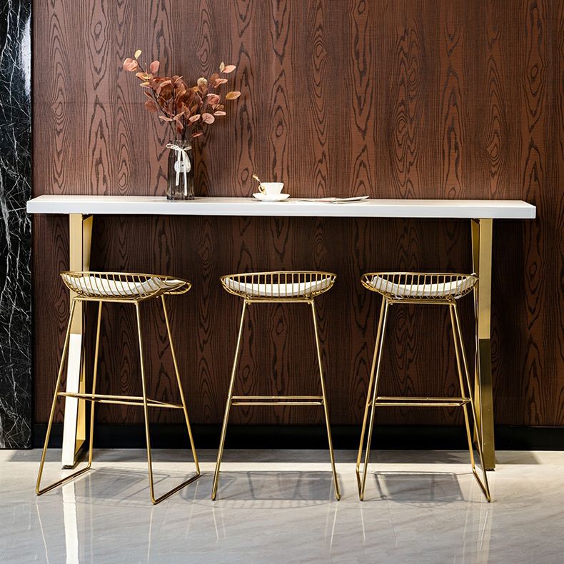 Glam Low Back Dining Stools Armless Bar Stools with Footrest