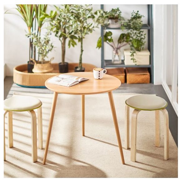 Contemporary Wood 3 Legs Round Living Room Accent Side Table