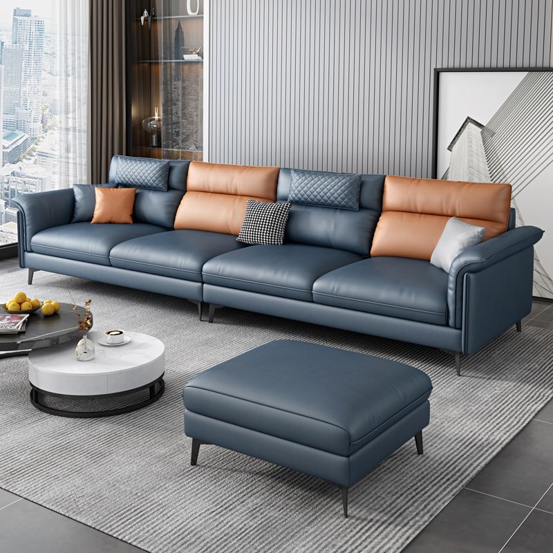 Contemporary Reversible Ottoman Sectional with Pillowed Back for Four People