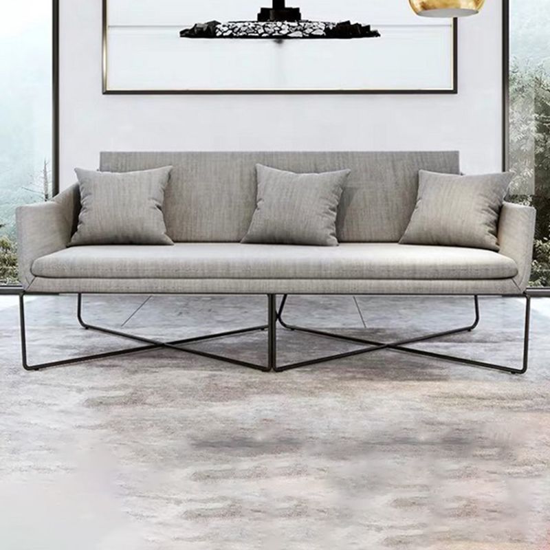 Contemporary Style Cotton Flared Arm Sofa in Gray For Living Room