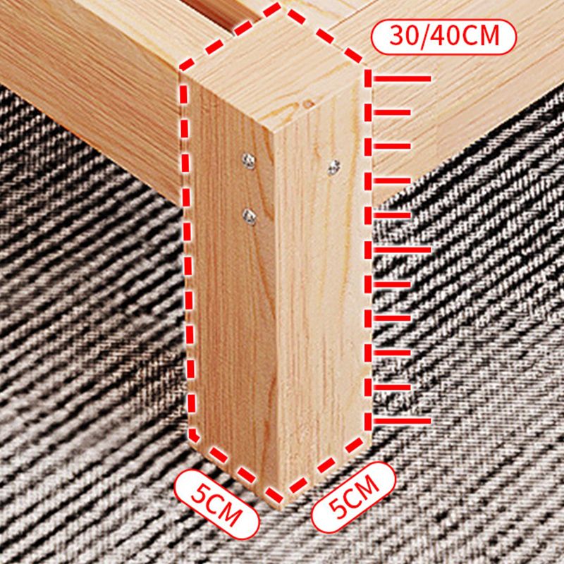 Modern Natural Solid Wood Standard Bed with Rectangular Headboard