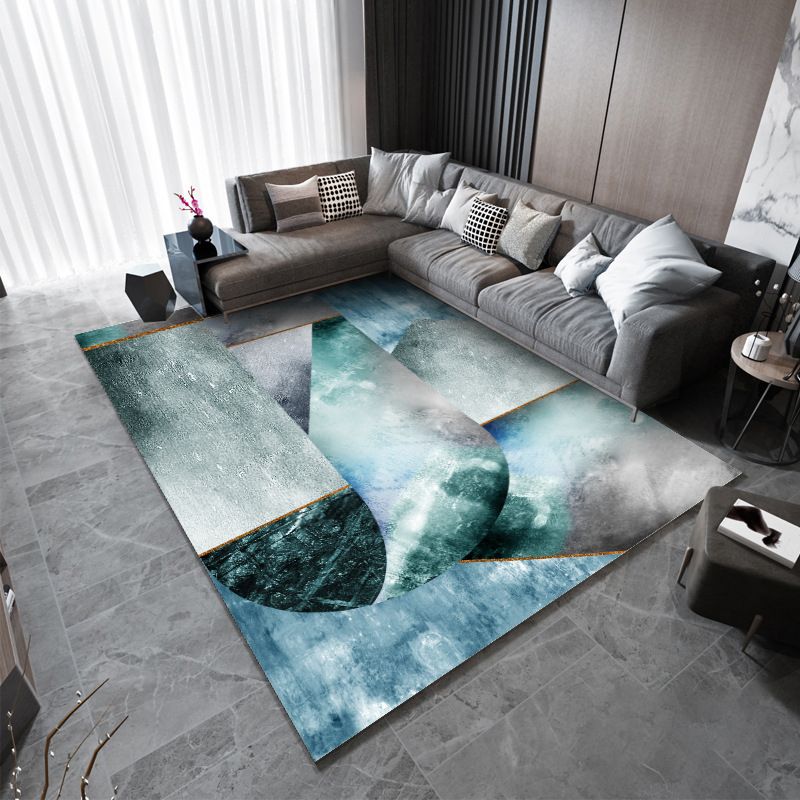 Contemporary Area Carpet Abstract Pattern Rug Polyester Non-Slip Carpet for Home Decor