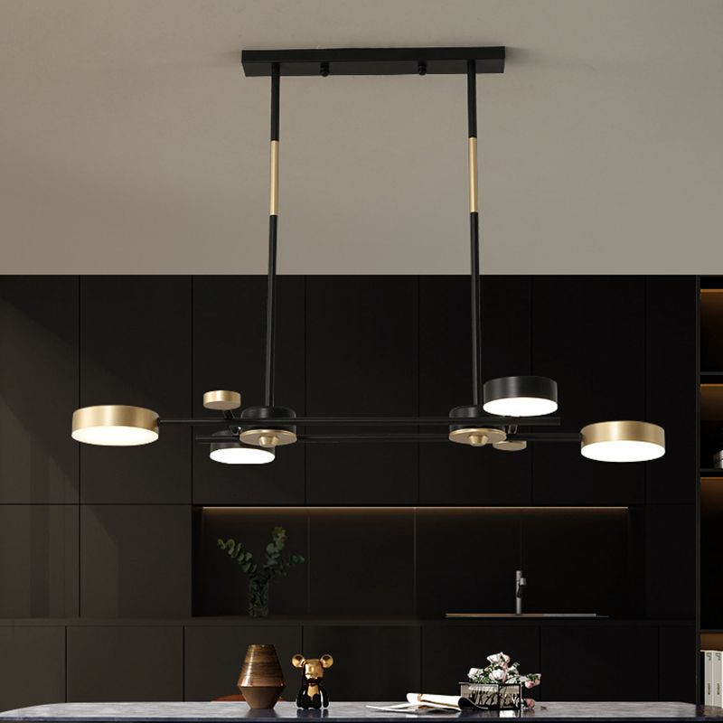 Postmoderne LED -Insellampe runde Form Metallaufhängung Licht für Esszimmer