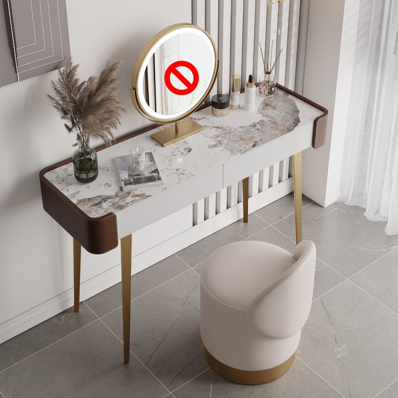 Faux Leather Makeup Vanity Desk Glam 2-Drawer Dressing Table