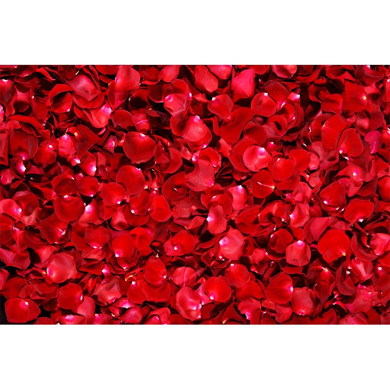 Red Living Room Area Rug Modern Floral Pattern Polyester Area Carpet Easy Care Washable Rug