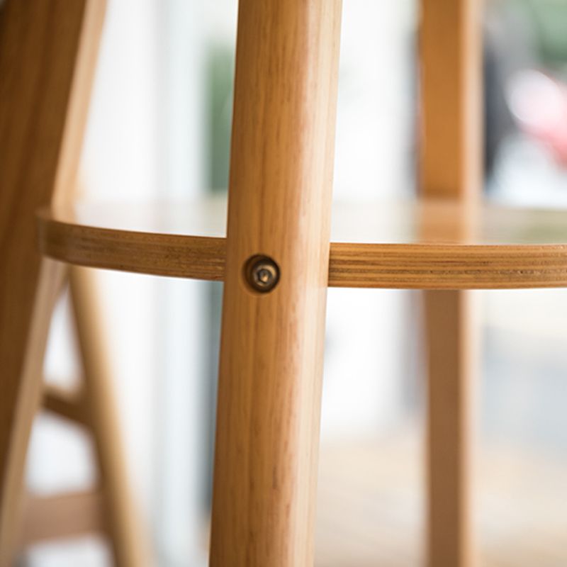 Taburete de bar estilo escandinavo, asiento de mezcla de lino, patas de madera para barra de cocina