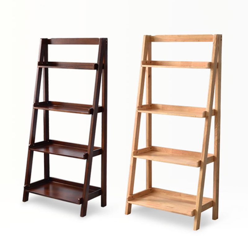 4-Shelf-Gummi-Holzleiter-Bücherregal moderne vertikale Bücherregal für Zuhause