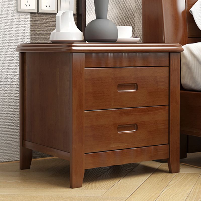 2-drawer Solid Wood Nightstand Modern Oak Legs Included Night Table with Lock