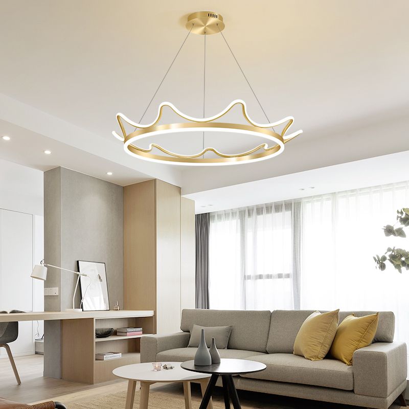 Crown Chandelier Light Fixtures Modern 2-Light Suspension Pendant Lamps with White Acrylic Shade
