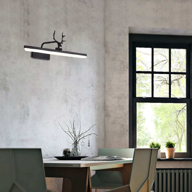 16 "/22"/28 "W RECTANGLE Vanity Mirror Light con corna moderno moderno illuminazione a parete in acrilico in nero/oro/bianco