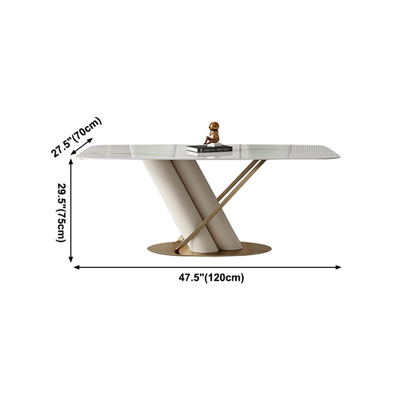 Mesa de comedor rectangular de lujo tradicional Mesa de cena de piedra con base de pedestal
