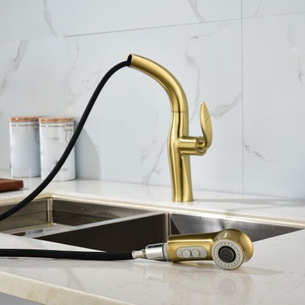 Contemporary Single Handle Kitchen Faucet Pull Out Desk Mounted Faucet