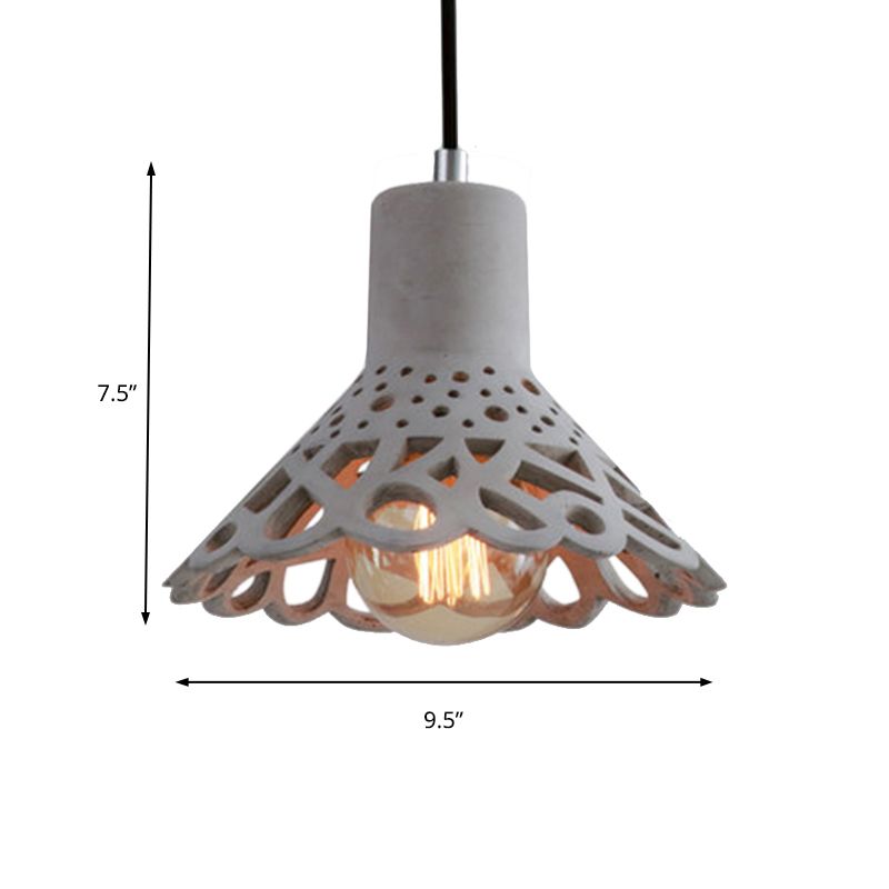 Iluminación colgante grabada en hormigón de estilo nórdico 1 luz colgante de gris claro/blanco/amarillo con tono geométrico/campana/acampanado