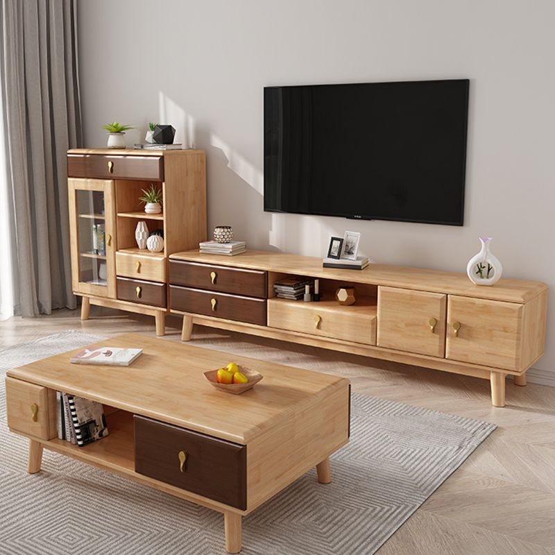 19.69"H TV Stand Contemporary Style Solid Wood TV Console with 3 Drawers