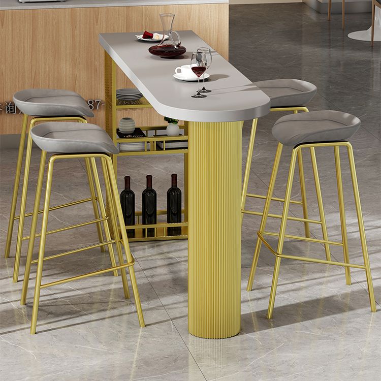 Metal Contemporary Freeform Dining Table Pine Wood Top Table