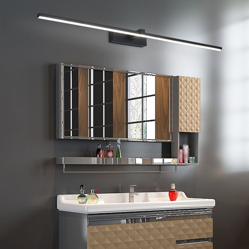 Metal Linear Shape Mirror Wall Light Modern 1-Light Mirror Wall Mount Light in Black