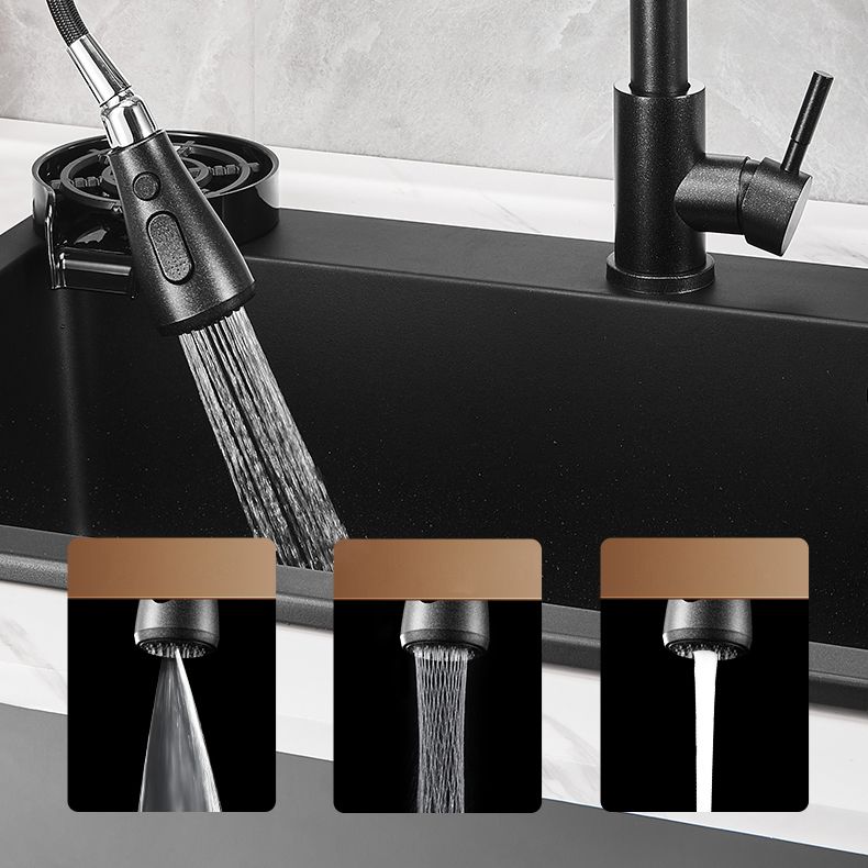 Modern Kitchen Sink White Pull-out Faucet Rectangular Anti-spill Kitchen Sink
