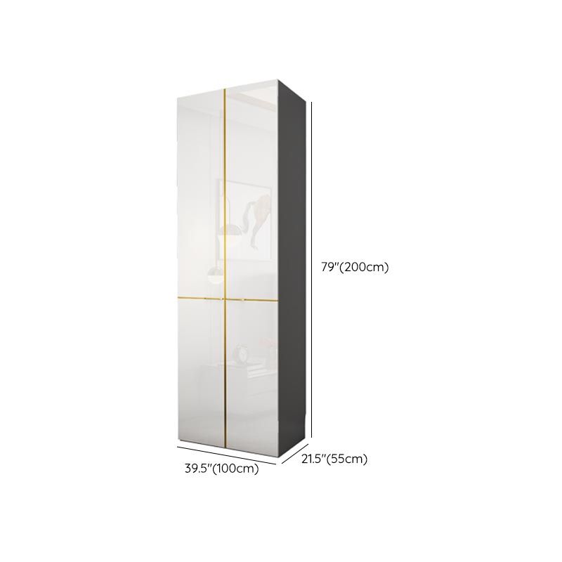 Modern Rectangle Wardrobe Cabinet Wooden White Cabinet with Clothes Rail