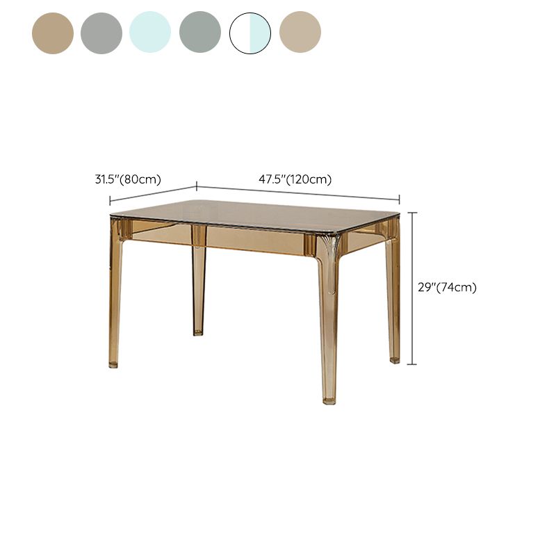 Modern Tempered Glass Desktop Geometric Acrylic Legs Dining Table for Dining Room