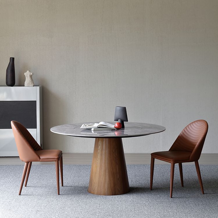 Modern Ashwood Dinette Set 1/3/4/5/7 Pieces Round Dining Table Set with Sintered Stone Top