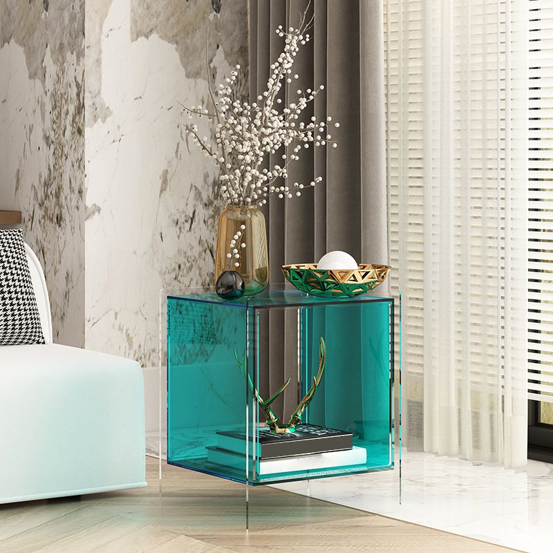 Square Shape Corner Table Acrylic Contemporary Bedroom Side Table