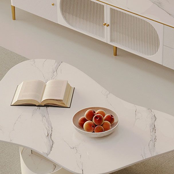 Modern Abstract Coffee Table with Storage Geometric Cocktail Table