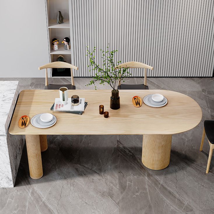 55" Irregular Shape Dining Table Wooden Island Table with 3 Legs for Restaurant